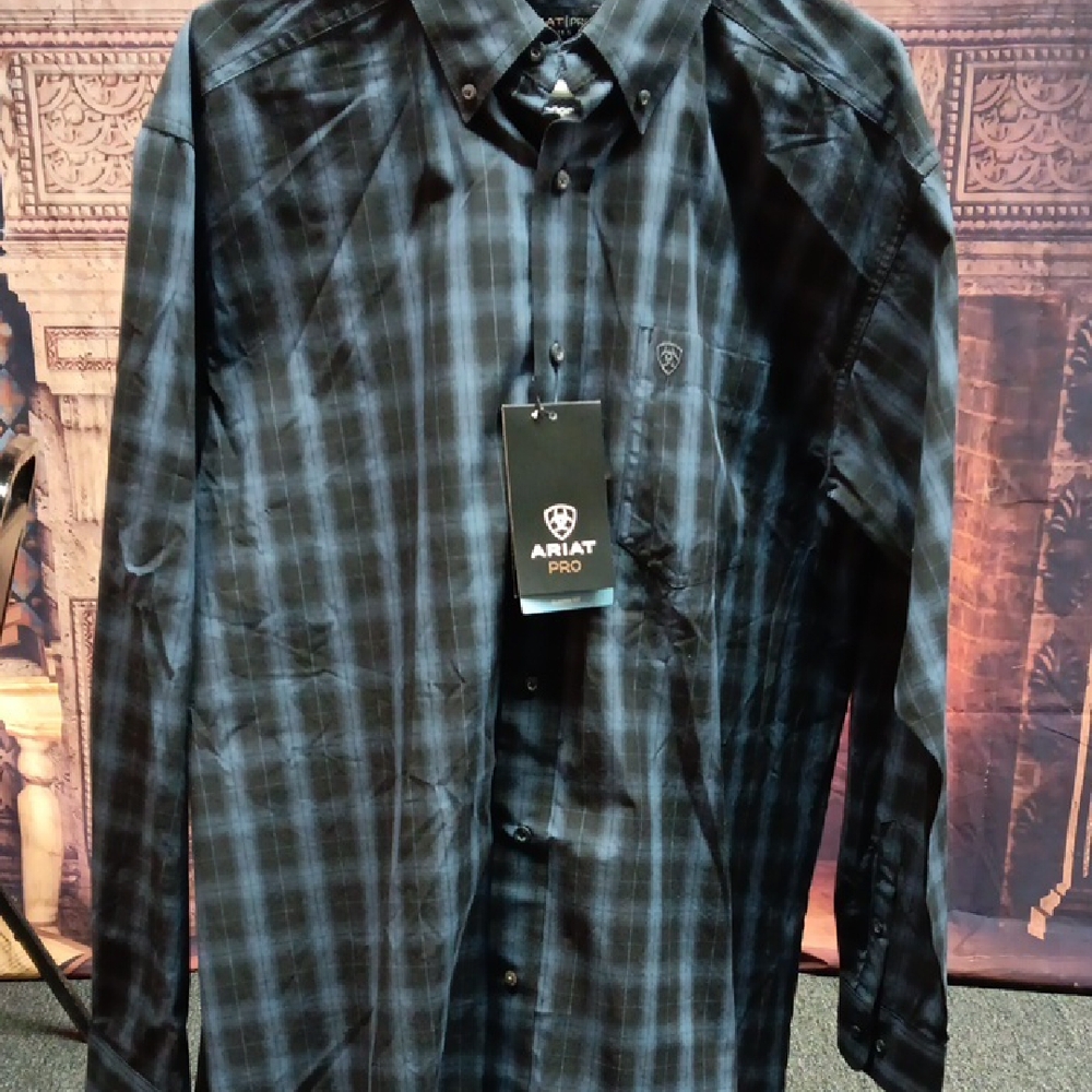 Ariat Men's Navy Plaid Button Down Shirt
